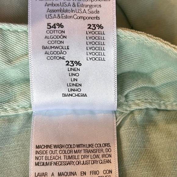 Mother Hedge Green The Shaker Chop Cropped Linen Blend Pants Size 27 - Picture 15 of 16